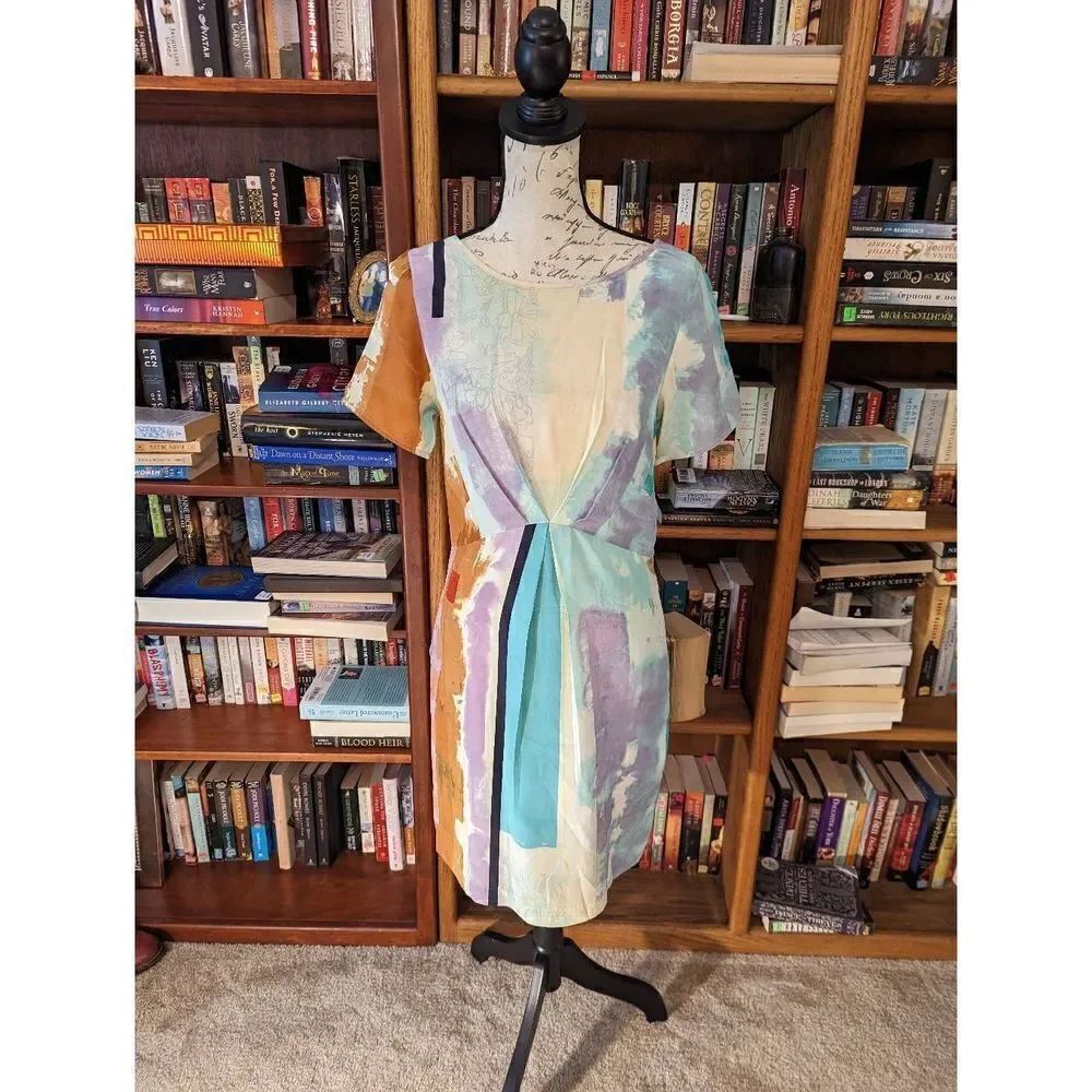 H by Helen bullock silk abstract floral watercolor mini dress sz 2 euc